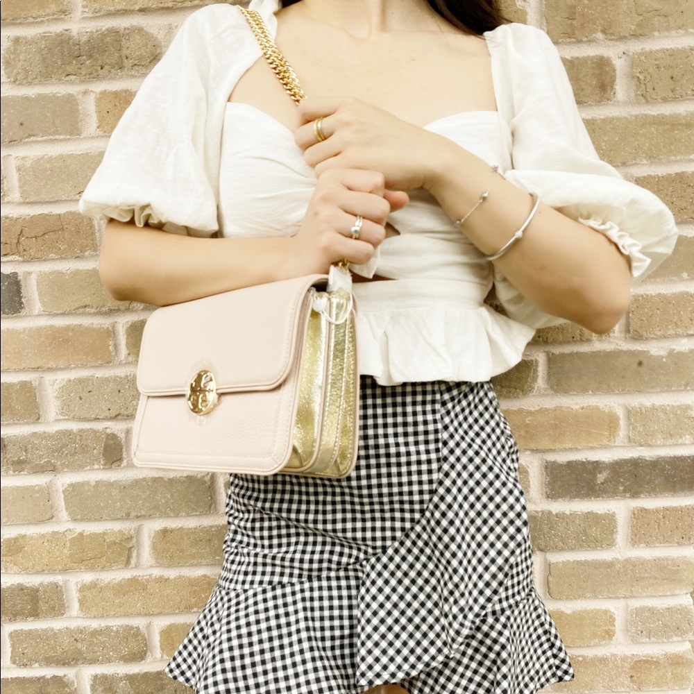 💕NWT Tory Burch Shoulder Flap Bag Pink gold - Picture 3 of 5